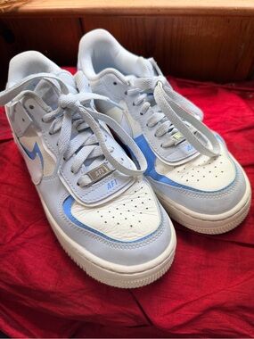 Nike White & Light Blue Low-Top Sneakers